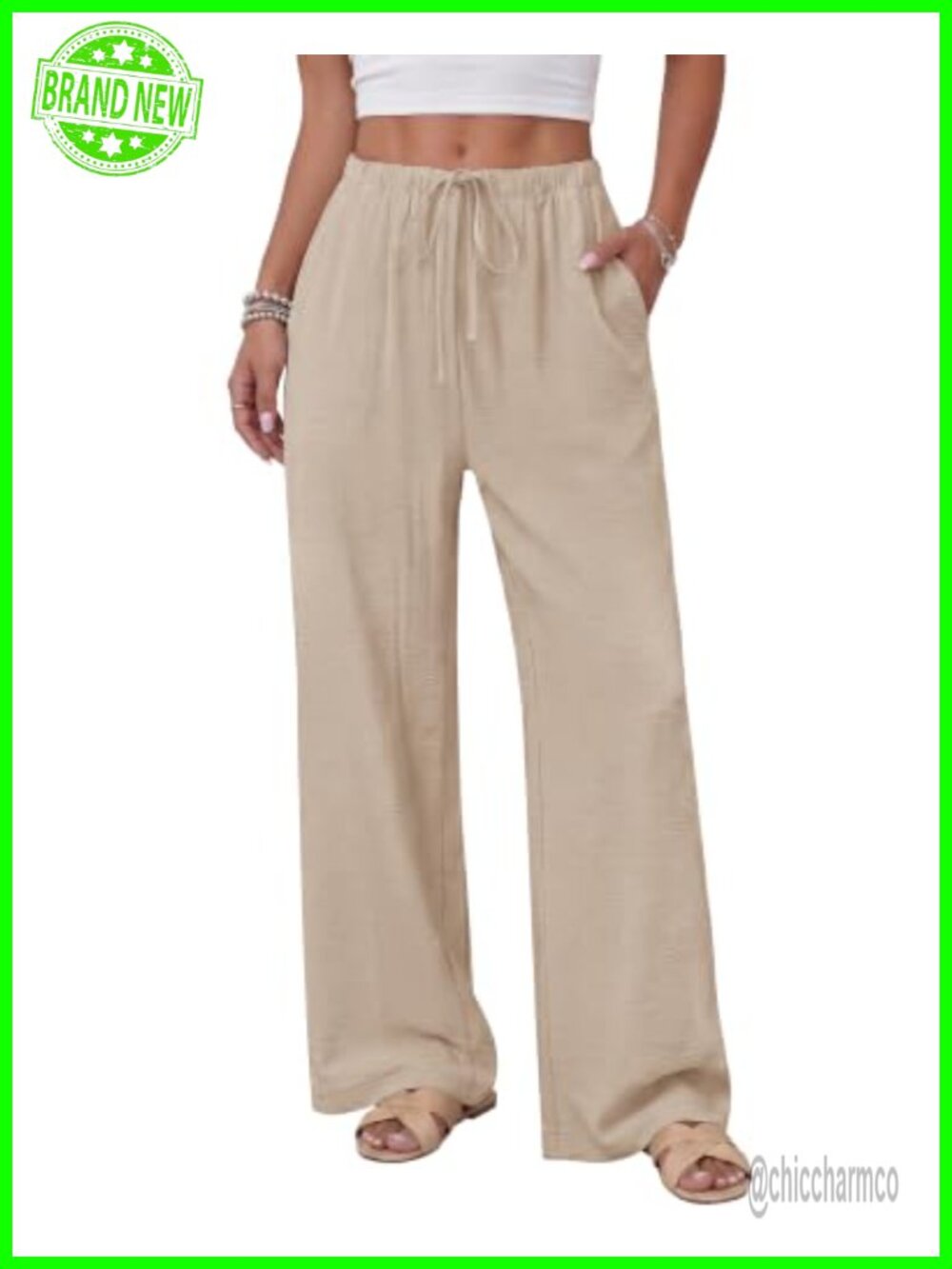 Wide Leg Palazzo Pants for Women Flowy Lightweight Summer Drawstring Lounge